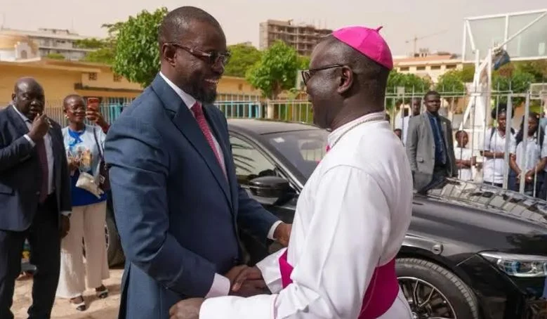 Prime Minister Ousmane Sonko and Bishop André Guèye in a meeting before Popenguine pilgrimage