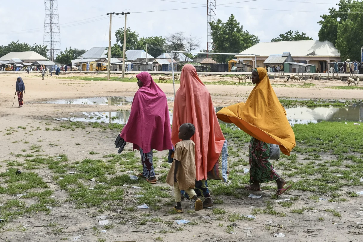 Survivors and relatives of victims gather in Babban Gide after a suspected Boko Haram attack on September 4, 2024. At least 81 people were killed and several remain missing following a raid by suspected jihadists in Yobe State, northeastern Nigeria.