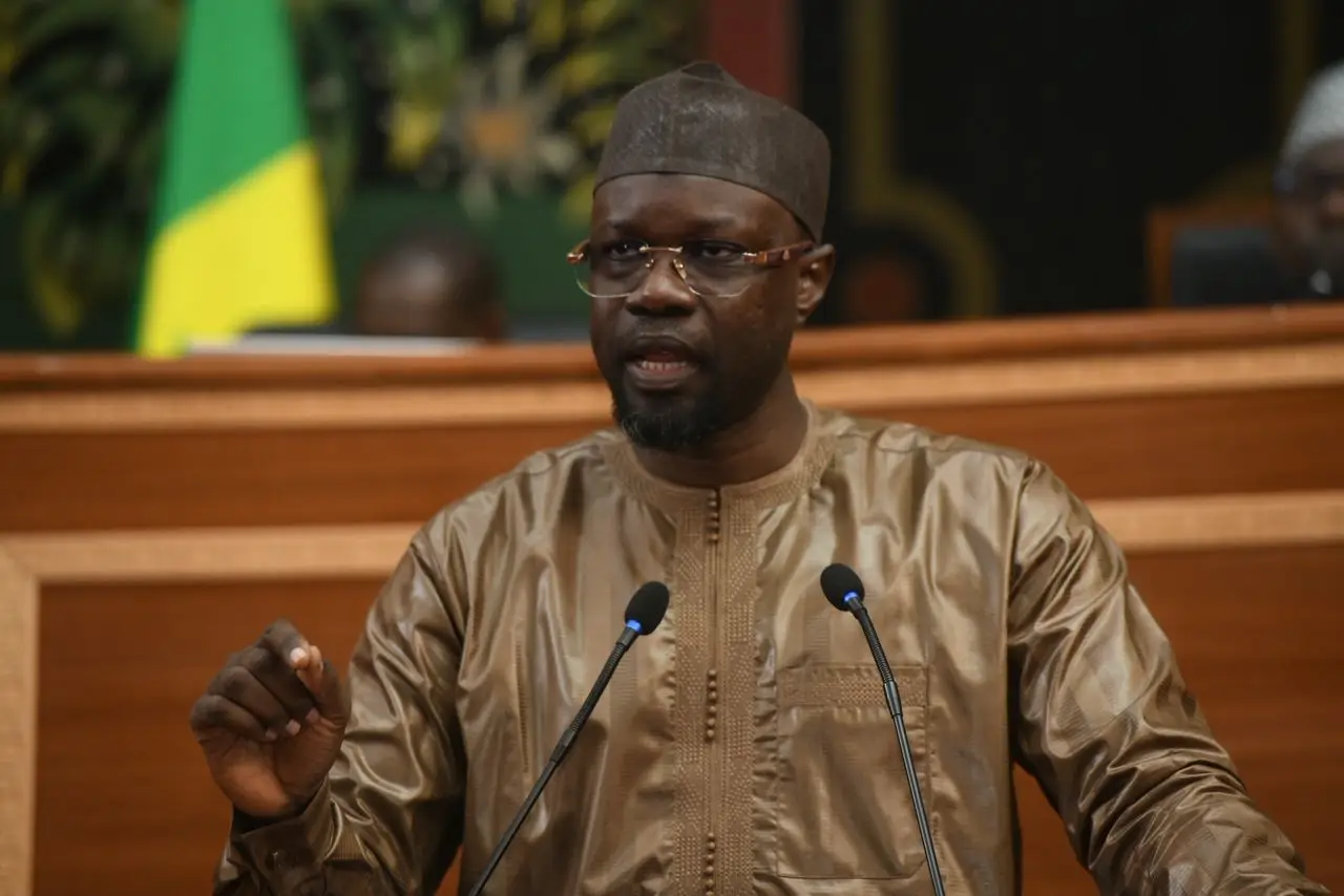 Prime Minister Ousmane Sonko addressing the National Assembly