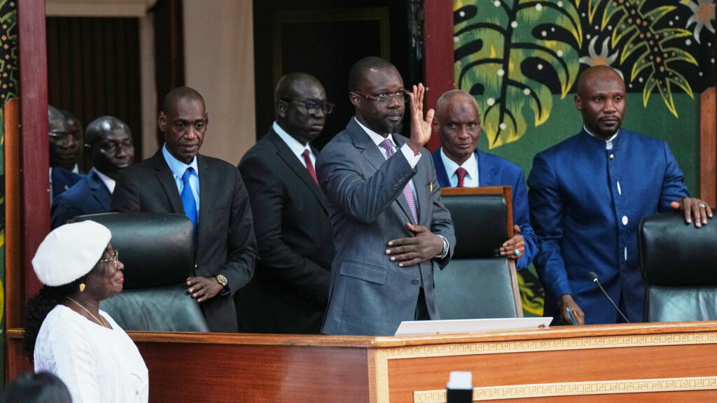 Ousmane Sonko addressing media after his election as National Assembly President in Dakar on May 26, 2026.