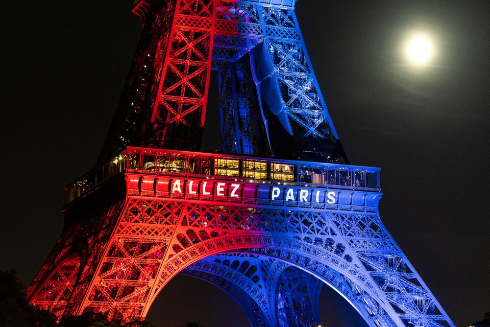 Eiffel Tower lit up in support of PSG ahead of the Champions League final