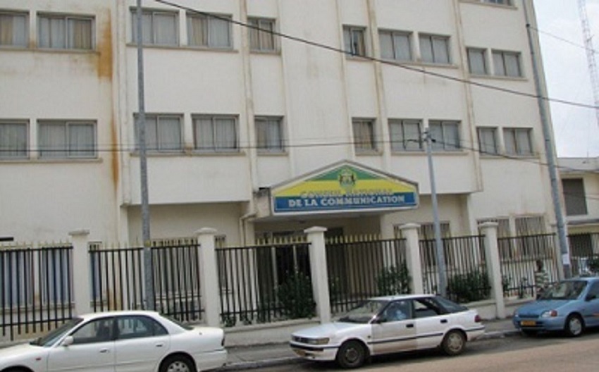 damaged office interior of Gabon's Communication Authority