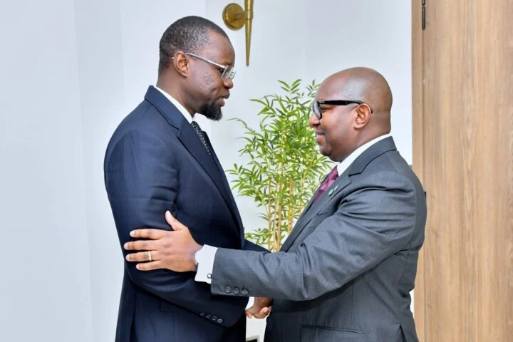 Ousmane Sonko and Jean-Michel Sama Lukonde Kyenge in meeting at the National Assembly