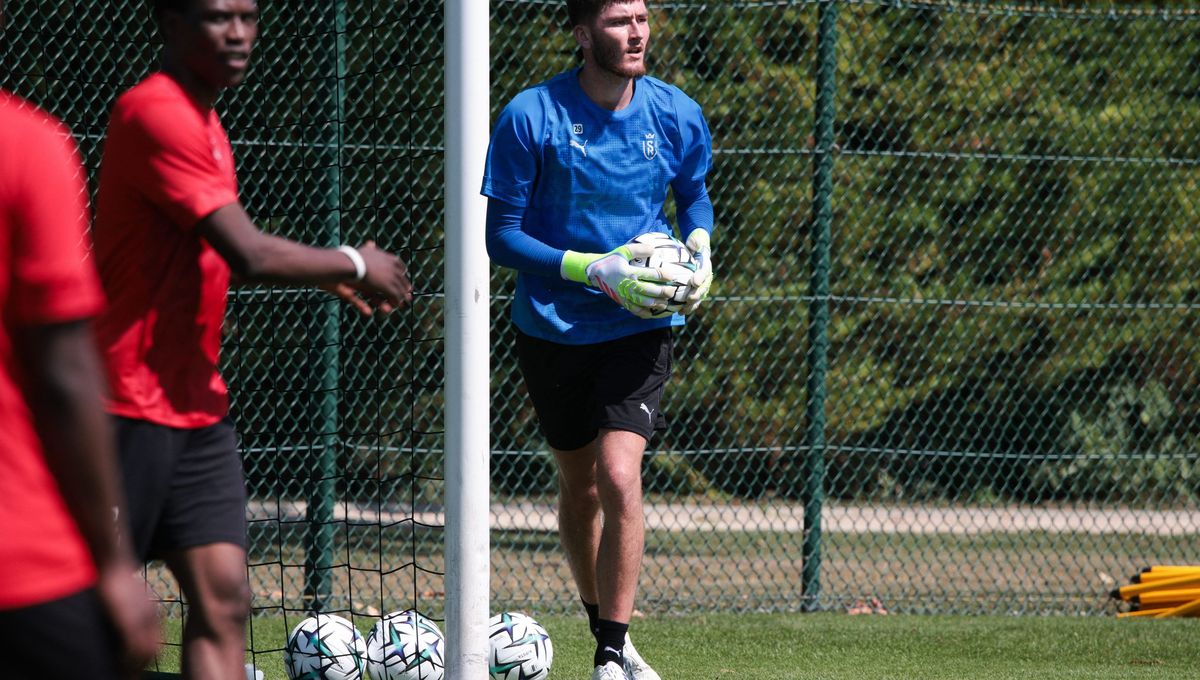 Ewen Jaouen, goalkeeper for Stade de Reims, training at the Raymond Kopa center
