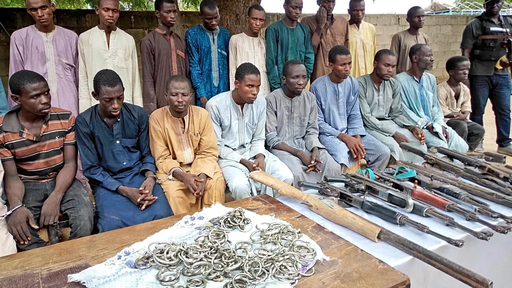 Former Boko Haram fighters at a reintegration ceremony in Maiduguri