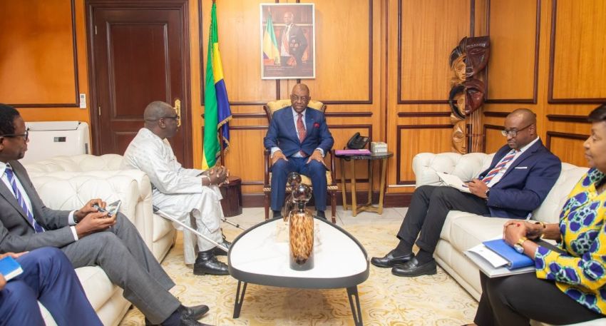 Government officials and AfDB representatives during a high-level meeting in Libreville
