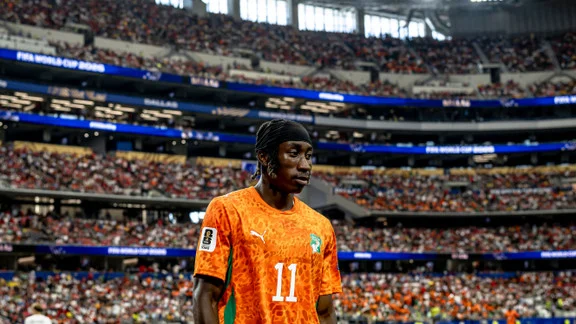 Yan Diomandé in action during a World Cup match