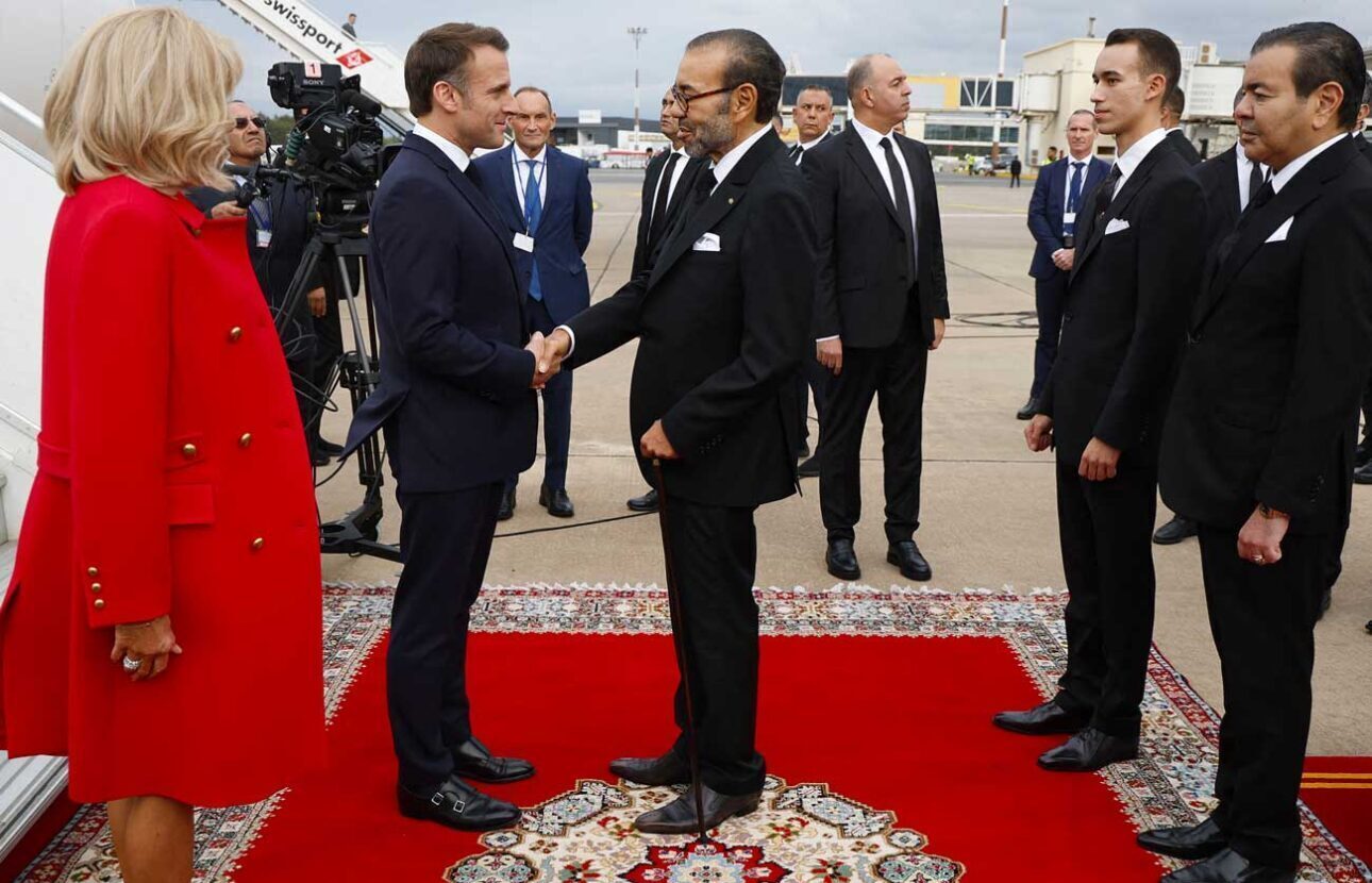 Morocco-France summit participants shaking hands