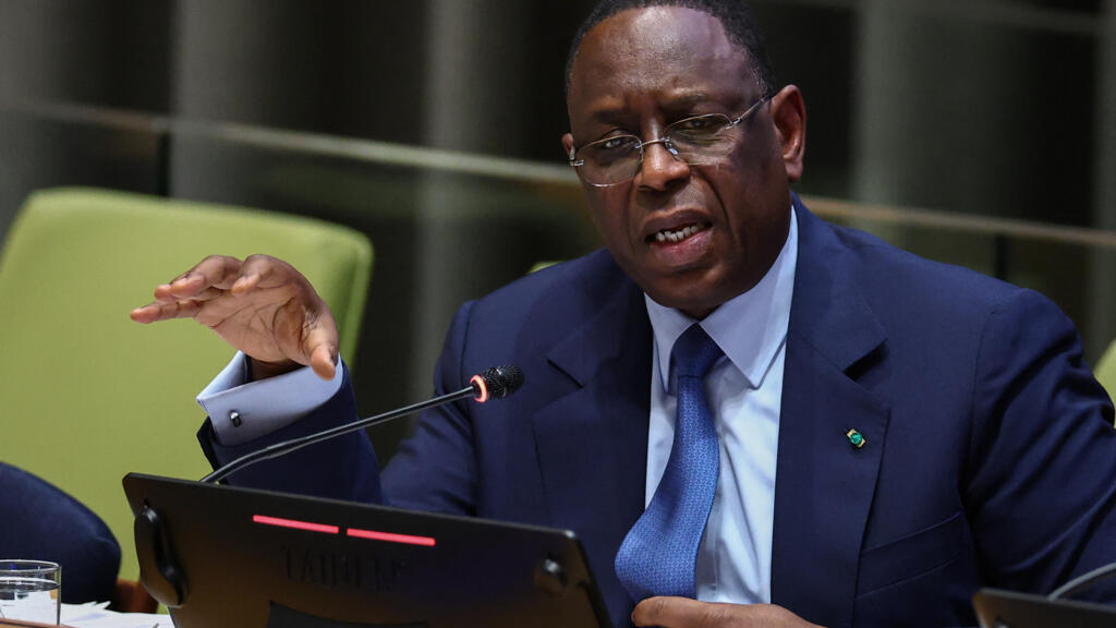 Former Senegalese President Macky Sall speaks during a hearing for his candidacy for UN Secretary-General at UN headquarters in New York on April 22, 2026.