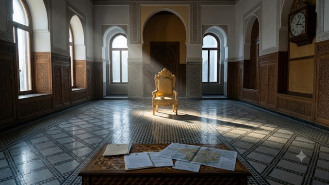 Empty royal chair symbolizing pending accountability