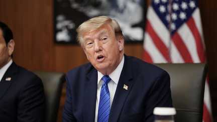 Former US President Donald Trump at a cabinet meeting in Camp David, Maryland, on July 31, 2026.