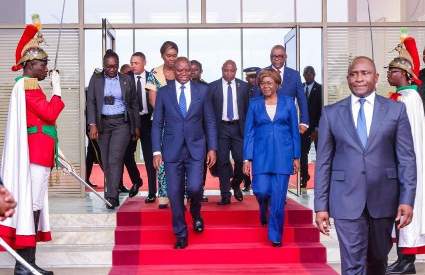 Gabon’s president Oligui Nguema arriving in Abidjan