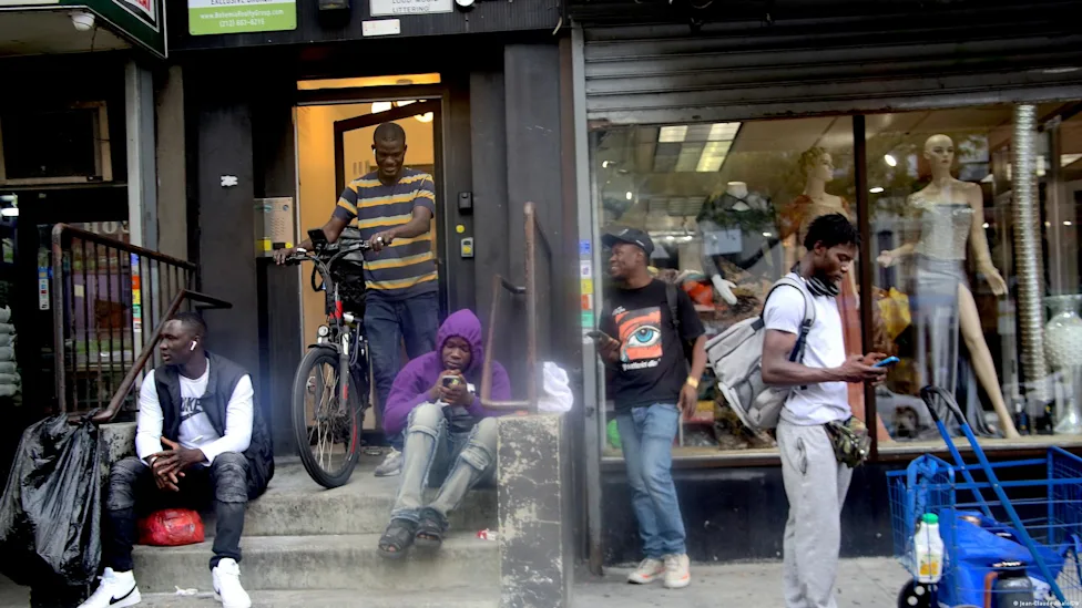 Group of migrants meeting with legal representatives